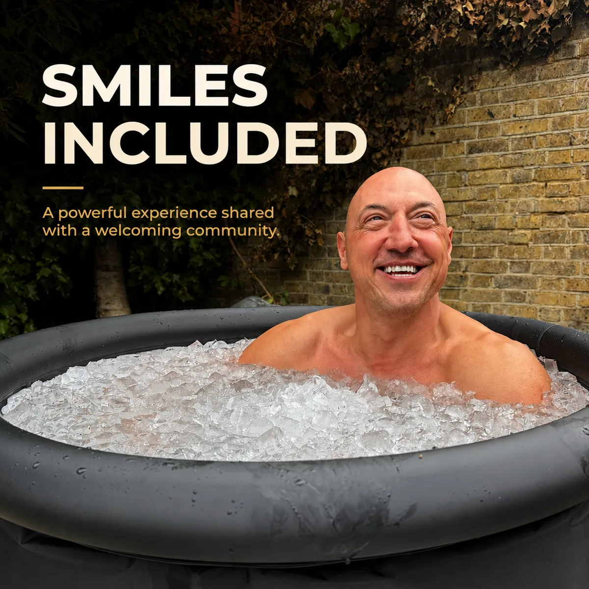A smiling participant enjoying the optional guided ice bath